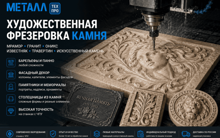 Художественная фрезеровка камня. Барельефы, скульптуры, фасадный декор из мрамора и гранита.